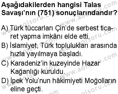 Seçmeli Ortak Türk Tarihi 1 Dersi 2024-2025 yılı 3. Dönem sınavı 7. Soru