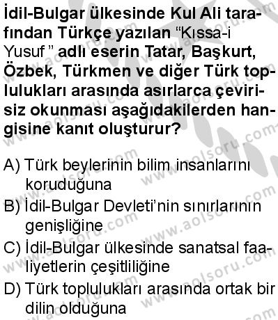 Seçmeli Ortak Türk Tarihi 1 Dersi 2024-2025 yılı 3. Dönem sınavı 10. Soru