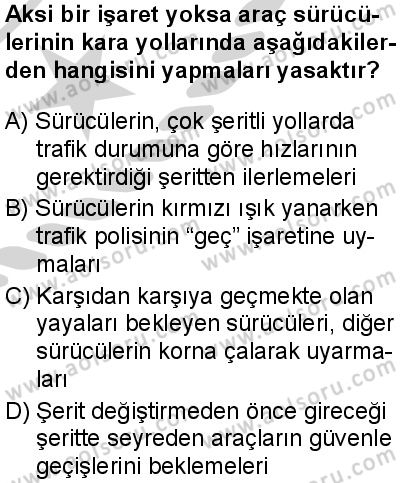 Sağlık Bilgisi ve Trafik Kültürü 2 Dersi 2024-2025 yılı 3. Dönem sınavı 6. Soru
