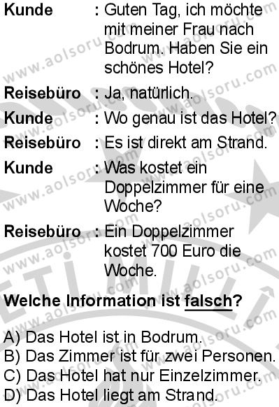 Almanca 5 Dersi 2024-2025 yılı 3. Dönem sınavı 8. Soru