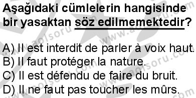 Fransızca 5 Dersi 2024-2025 yılı 3. Dönem sınavı 3. Soru