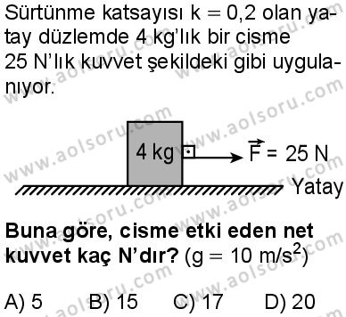 Seçmeli Fizik 1 Dersi 2024-2025 yılı 3. Dönem sınavı 3. Soru