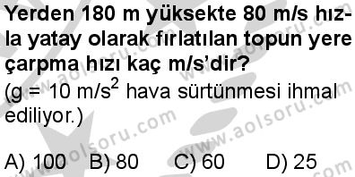 Seçmeli Fizik 1 Dersi 2024-2025 yılı 3. Dönem sınavı 5. Soru