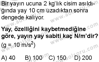 Seçmeli Fizik 1 Dersi 2024-2025 yılı 3. Dönem sınavı 6. Soru