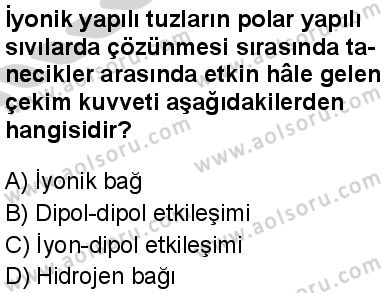 Kimya 2 Dersi 2024-2025 yılı 3. Dönem sınavı 5. Soru