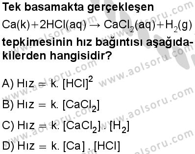 Seçmeli Kimya 2 Dersi 2024-2025 yılı 3. Dönem sınavı 4. Soru