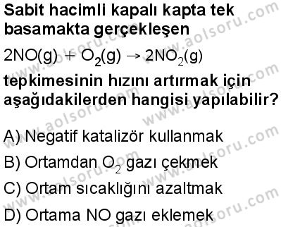 Seçmeli Kimya 2 Dersi 2024-2025 yılı 3. Dönem sınavı 5. Soru