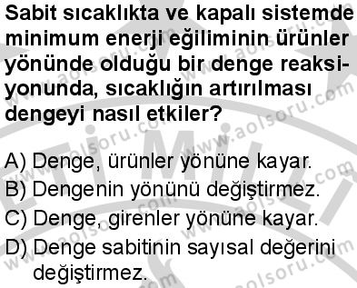 Seçmeli Kimya 2 Dersi 2024-2025 yılı 3. Dönem sınavı 6. Soru