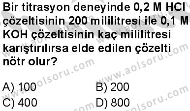 Seçmeli Kimya 2 Dersi 2024-2025 yılı 3. Dönem sınavı 8. Soru