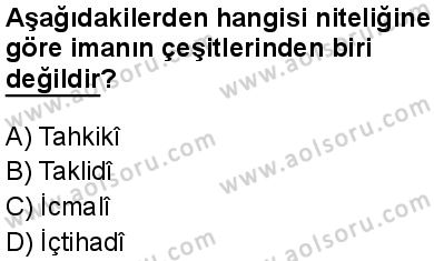 Temel Dini Bilgiler 1 Dersi 2024-2025 yılı 3. Dönem sınavı 4. Soru