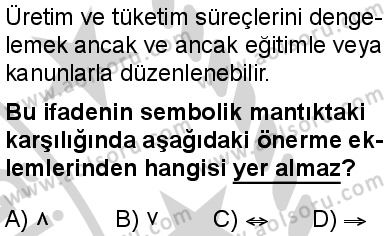 Seçmeli Mantık 2 Dersi 2024-2025 yılı 3. Dönem sınavı 2. Soru