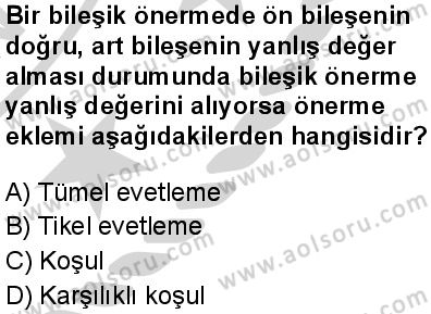 Seçmeli Mantık 2 Dersi 2024-2025 yılı 3. Dönem sınavı 4. Soru