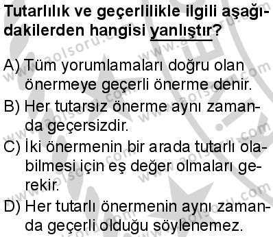 Seçmeli Mantık 2 Dersi 2024-2025 yılı 3. Dönem sınavı 8. Soru
