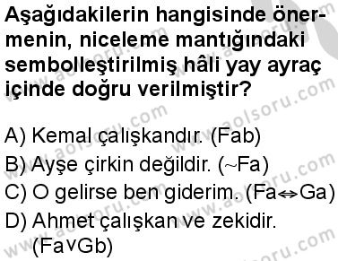 Seçmeli Mantık 2 Dersi 2024-2025 yılı 3. Dönem sınavı 9. Soru