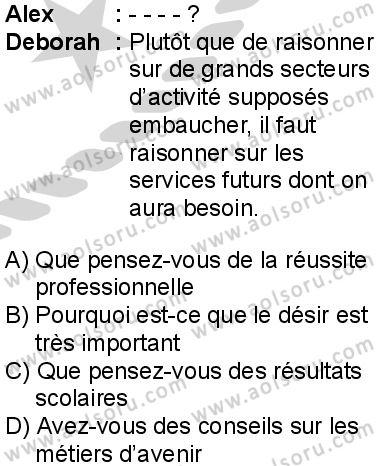 Fransızca 8 Dersi 2024-2025 yılı 3. Dönem sınavı 5. Soru