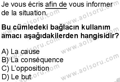 Fransızca 8 Dersi 2024-2025 yılı 3. Dönem sınavı 7. Soru