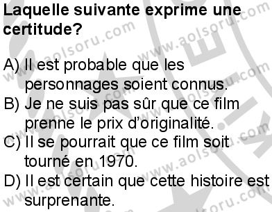 Fransızca 8 Dersi 2024-2025 yılı 3. Dönem sınavı 10. Soru