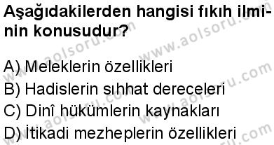 Fıkıh 1 Dersi 2024-2025 yılı 3. Dönem sınavı 1. Soru