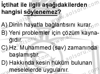 Fıkıh 1 Dersi 2024-2025 yılı 3. Dönem sınavı 4. Soru