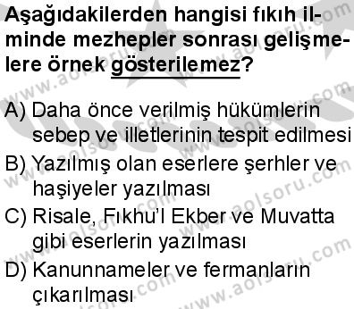Fıkıh 1 Dersi 2024-2025 yılı 3. Dönem sınavı 6. Soru