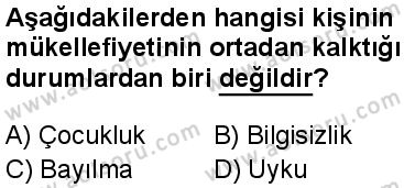 Fıkıh 1 Dersi 2024-2025 yılı 3. Dönem sınavı 7. Soru