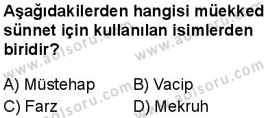 Fıkıh 1 Dersi 2024-2025 yılı 3. Dönem sınavı 8. Soru