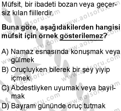 Fıkıh 1 Dersi 2024-2025 yılı 3. Dönem sınavı 9. Soru