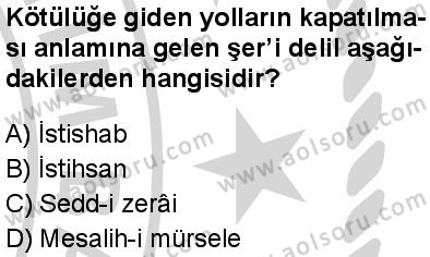 Fıkıh 1 Dersi 2024-2025 yılı 3. Dönem sınavı 10. Soru