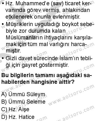Seçmeli Peygamberimizin Hayatı 2 Dersi 2024-2025 yılı 3. Dönem sınavı 1. Soru