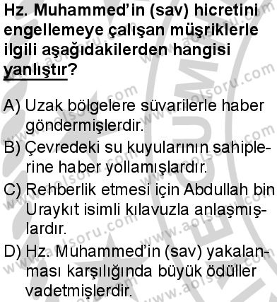 Seçmeli Peygamberimizin Hayatı 2 Dersi 2024-2025 yılı 3. Dönem sınavı 4. Soru