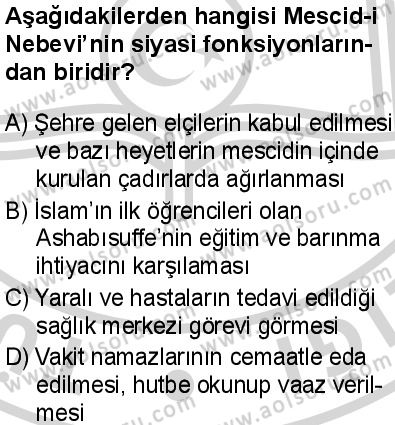 Seçmeli Peygamberimizin Hayatı 2 Dersi 2024-2025 yılı 3. Dönem sınavı 8. Soru