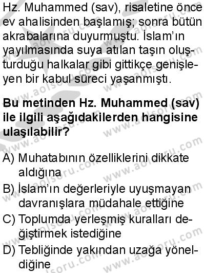 Seçmeli Peygamberimizin Hayatı 5 Dersi 2024-2025 yılı 3. Dönem sınavı 2. Soru