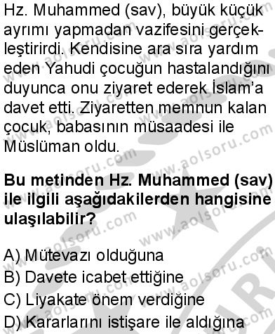 Seçmeli Peygamberimizin Hayatı 5 Dersi 2024-2025 yılı 3. Dönem sınavı 4. Soru