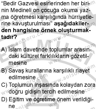 Seçmeli Peygamberimizin Hayatı 5 Dersi 2024-2025 yılı 3. Dönem sınavı 8. Soru