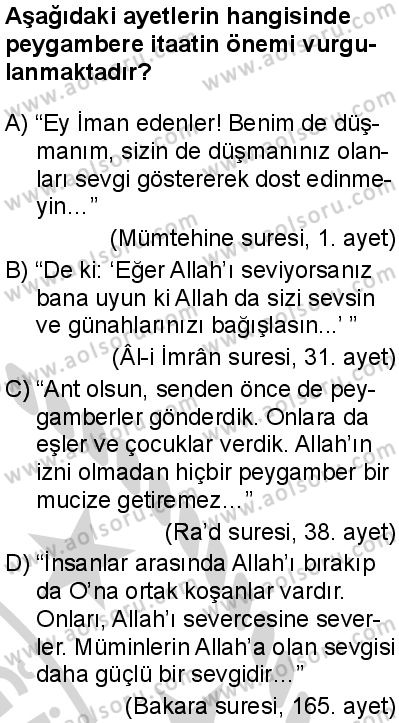 Seçmeli Peygamberimizin Hayatı 7 Dersi 2024-2025 yılı 3. Dönem sınavı 1. Soru