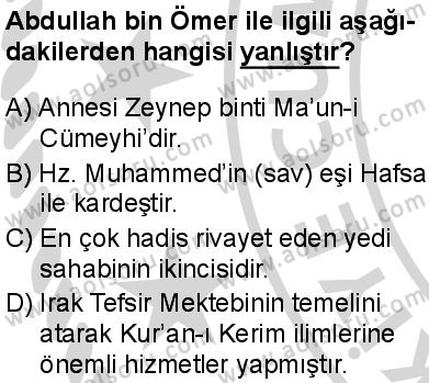 Seçmeli Peygamberimizin Hayatı 7 Dersi 2024-2025 yılı 3. Dönem sınavı 6. Soru