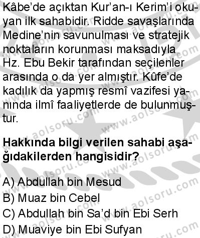 Seçmeli Peygamberimizin Hayatı 7 Dersi 2024-2025 yılı 3. Dönem sınavı 10. Soru