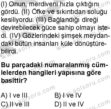 Türk Dili ve Edebiyatı 4 Dersi 2024-2025 yılı 3. Dönem sınavı 3. Soru