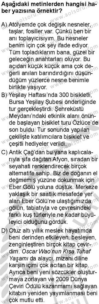 Türk Dili ve Edebiyatı 4 Dersi 2024-2025 yılı 3. Dönem sınavı 4. Soru