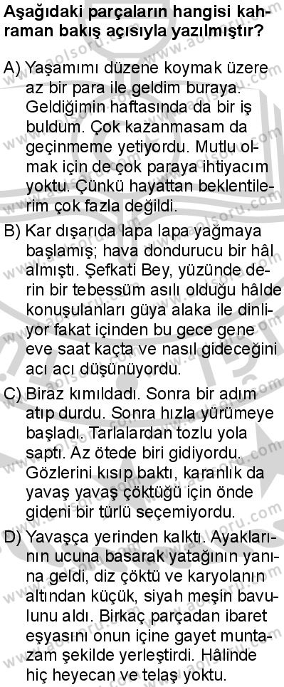Türk Dili ve Edebiyatı 7 Dersi 2024-2025 yılı 3. Dönem sınavı 4. Soru
