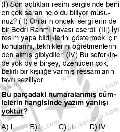 Türk Dili ve Edebiyatı 7 Dersi 2024-2025 yılı 3. Dönem sınavı 6. Soru
