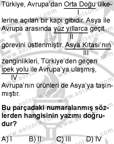 Türk Dili ve Edebiyatı 8 Dersi 2024-2025 yılı 3. Dönem sınavı 3. Soru