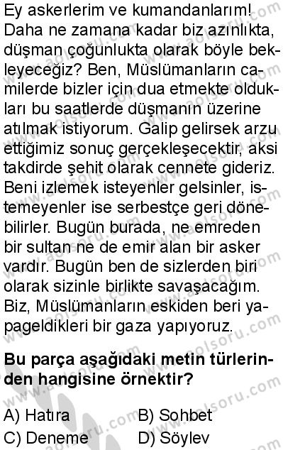 Türk Dili ve Edebiyatı 8 Dersi 2024-2025 yılı 3. Dönem sınavı 5. Soru