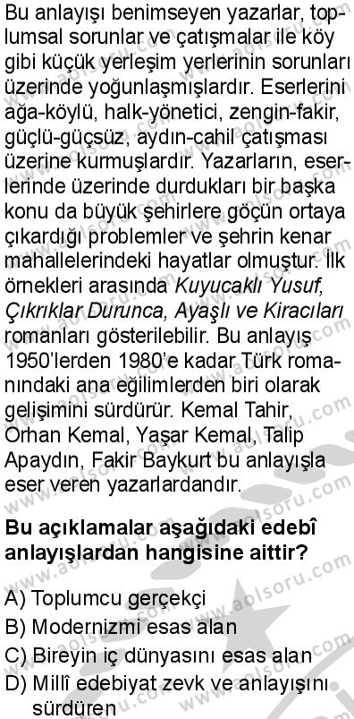 Türk Dili ve Edebiyatı 8 Dersi 2024-2025 yılı 3. Dönem sınavı 7. Soru