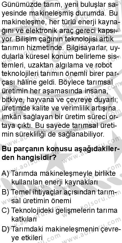 Türk Dili ve Edebiyatı 8 Dersi 2024-2025 yılı 3. Dönem sınavı 10. Soru