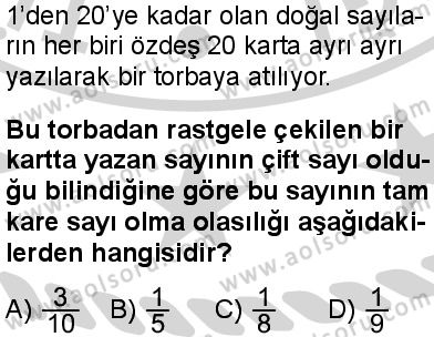 Seçmeli Matematik 2 Dersi 2024-2025 yılı 3. Dönem sınavı 9. Soru