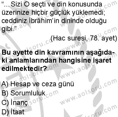 Dinler Tarihi 1 Dersi 2024-2025 yılı 3. Dönem sınavı 1. Soru
