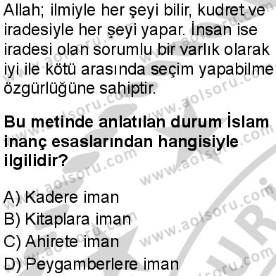 Dinler Tarihi 1 Dersi 2024-2025 yılı 3. Dönem sınavı 4. Soru
