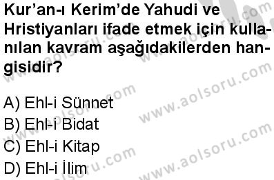 Dinler Tarihi 1 Dersi 2024-2025 yılı 3. Dönem sınavı 6. Soru