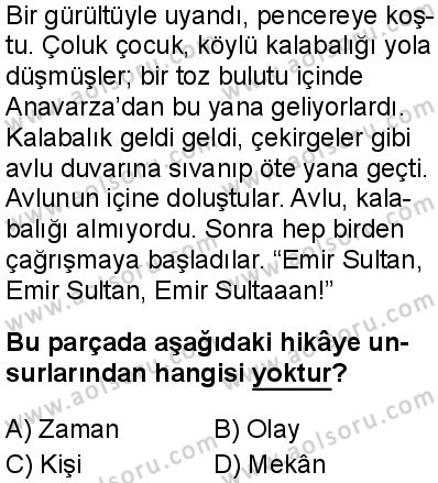 Seçmeli Türk Dili ve Edebiyatı 3 Dersi 2024-2025 yılı 3. Dönem sınavı 3. Soru